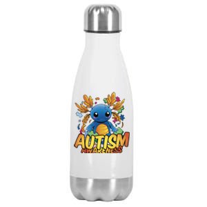 Axolotl Autism Awareness Stainless Steel Insulated Water Bottle