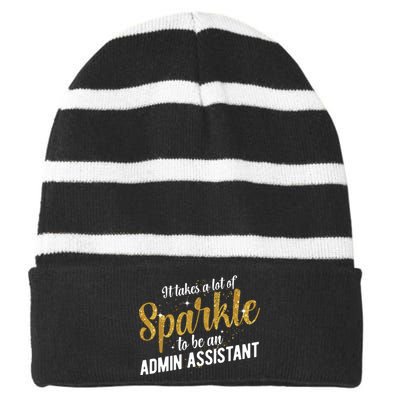 Admin Assistant Appreciation Administrative Assistant Striped Beanie with Solid Band