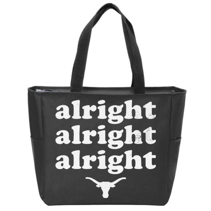 Alright Alright Alright Texas Bull Texas Pride State USA Zip Tote Bag