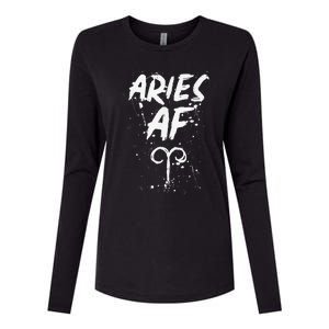 Aries AF Astrology March April Birthday Zodiac Funny Gift Womens Cotton Relaxed Long Sleeve T-Shirt