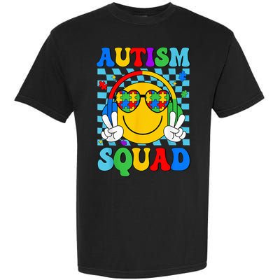 Autism Awareness Autism Squad Support Smile Face Garment-Dyed Heavyweight T-Shirt