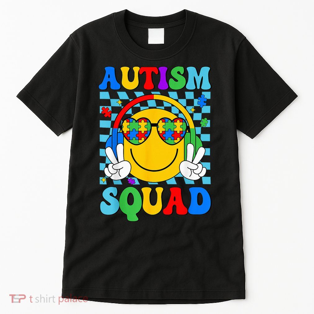 Autism Awareness Autism Squad Support Smile Face Tall T-Shirt