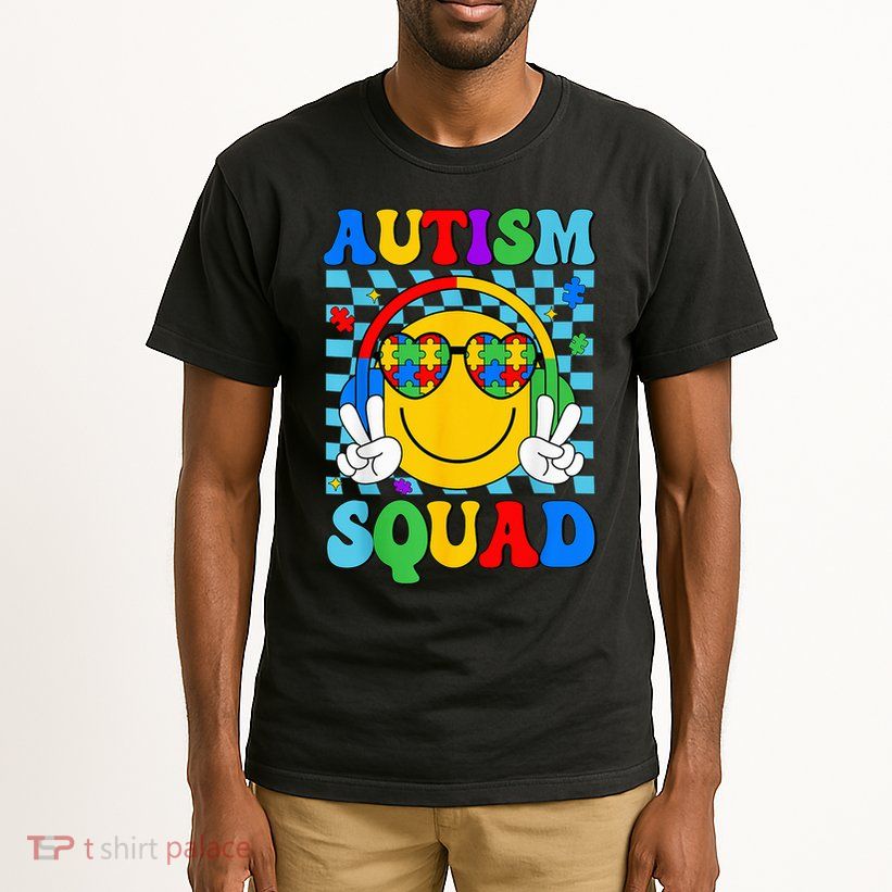 Autism Awareness Autism Squad Support Smile Face Tall T-Shirt