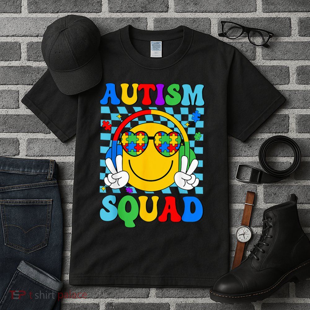 Autism Awareness Autism Squad Support Smile Face Tall T-Shirt