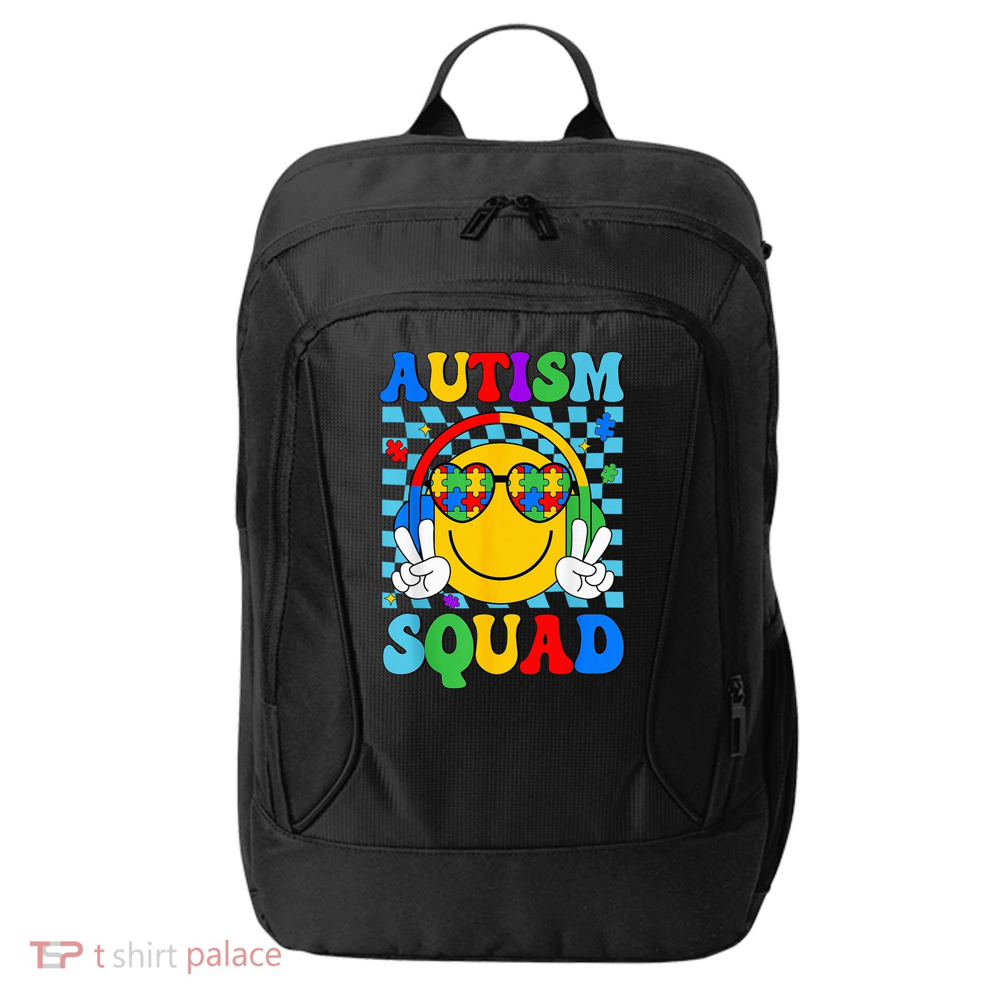 Autism Awareness Autism Squad Support Smile Face City Backpack