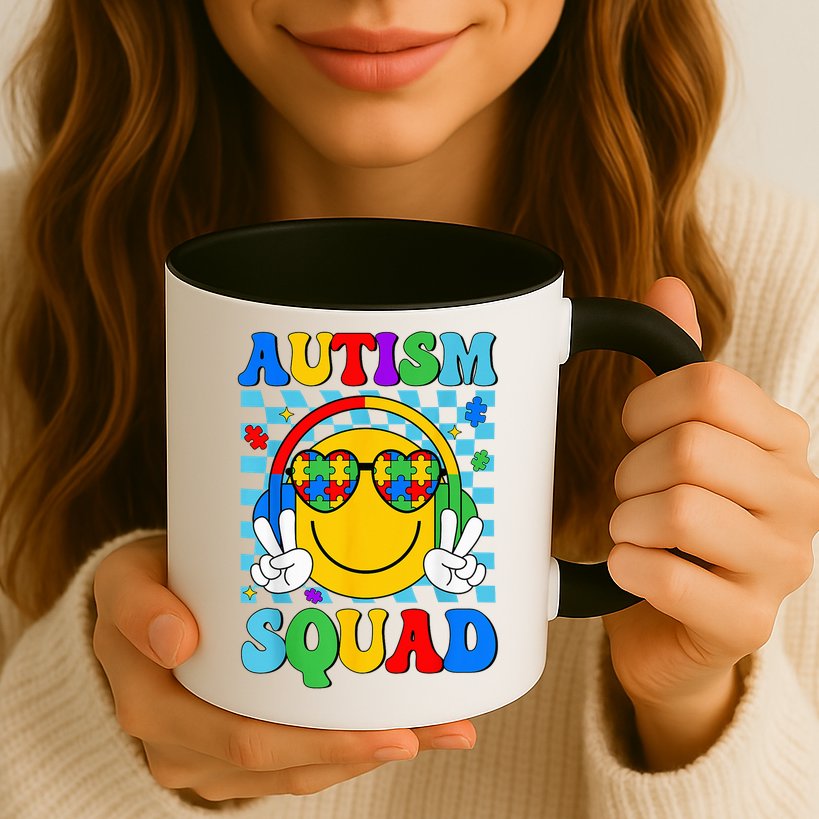 Autism Awareness Autism Squad Support Smile Face Mug