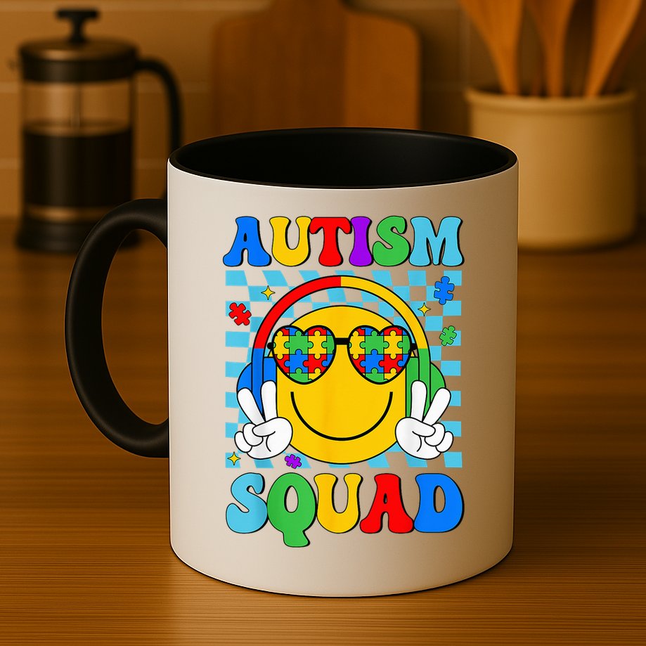 Autism Awareness Autism Squad Support Smile Face Mug