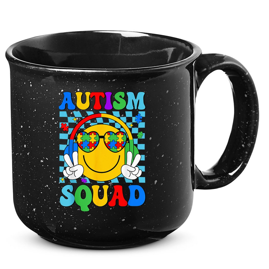 Autism Awareness Autism Squad Support Smile Face 15oz Campfire Ceramic Mug