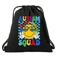 Autism Awareness Autism Squad Support Smile Face Drawstring Bag