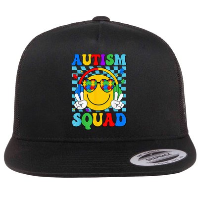 Autism Awareness Autism Squad Support Smile Face Flatbill Hat