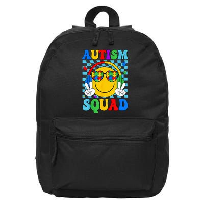 Autism Awareness Autism Squad Support Smile Face 16 in Basic Backpack