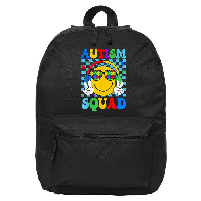 Autism Awareness Autism Squad Support Smile Face 16 in Basic Backpack
