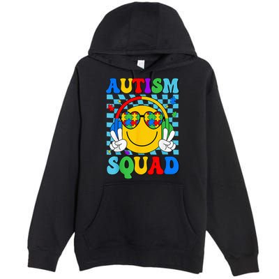 Autism Awareness Autism Squad Support Smile Face Premium Pullover Hoodie