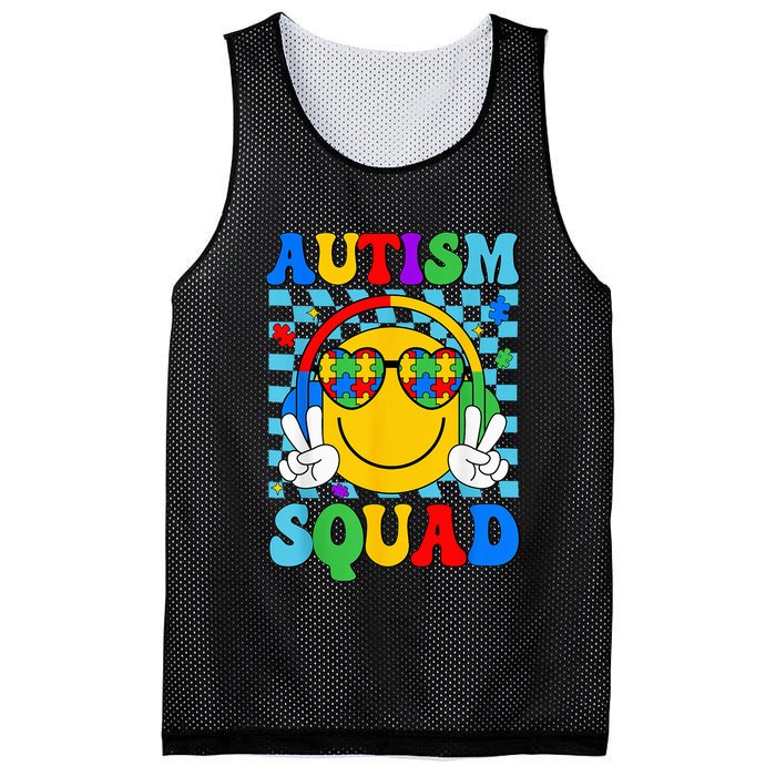 Autism Awareness Autism Squad Support Smile Face Mesh Reversible Basketball Jersey Tank