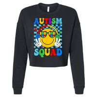 Autism Awareness Autism Squad Support Smile Face Cropped Pullover Crew