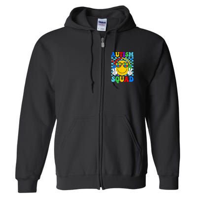 Autism Awareness Autism Squad Support Smile Face Full Zip Hoodie
