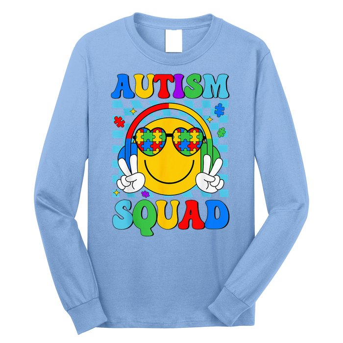 Autism Awareness Autism Squad Support Smile Face Long Sleeve Shirt