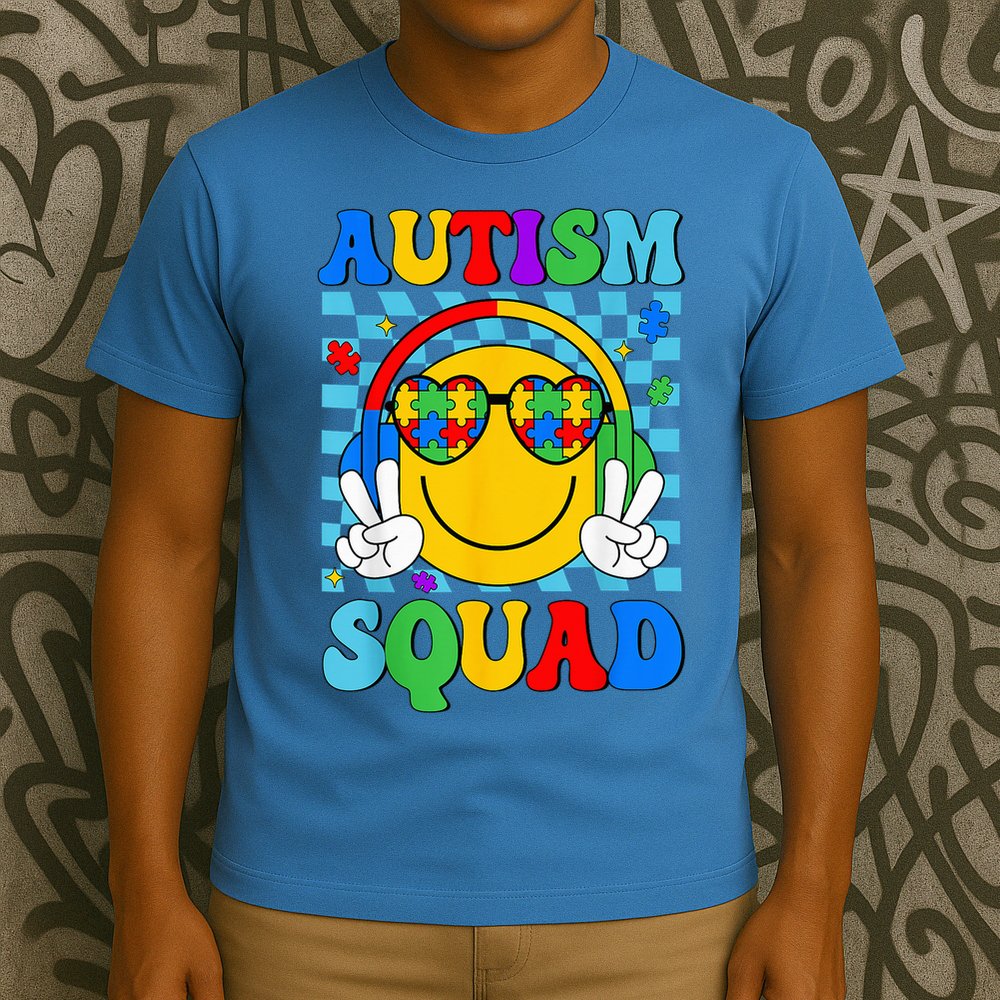 Autism Awareness Autism Squad Support Smile Face T-Shirt