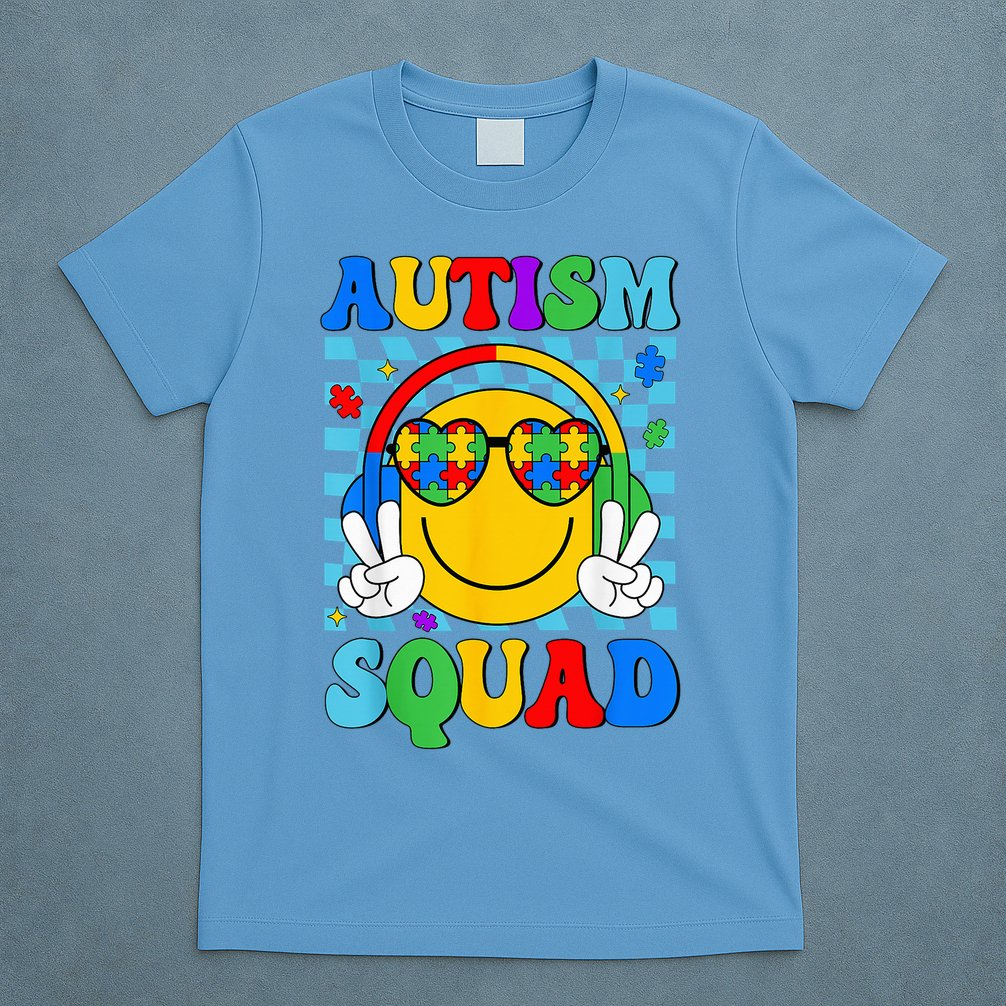 Autism Awareness Autism Squad Support Smile Face T-Shirt