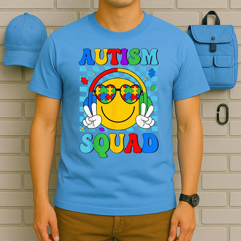 Autism Awareness Autism Squad Support Smile Face T-Shirt