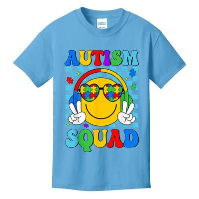 Autism Awareness Autism Squad Support Smile Face Kids T-Shirt