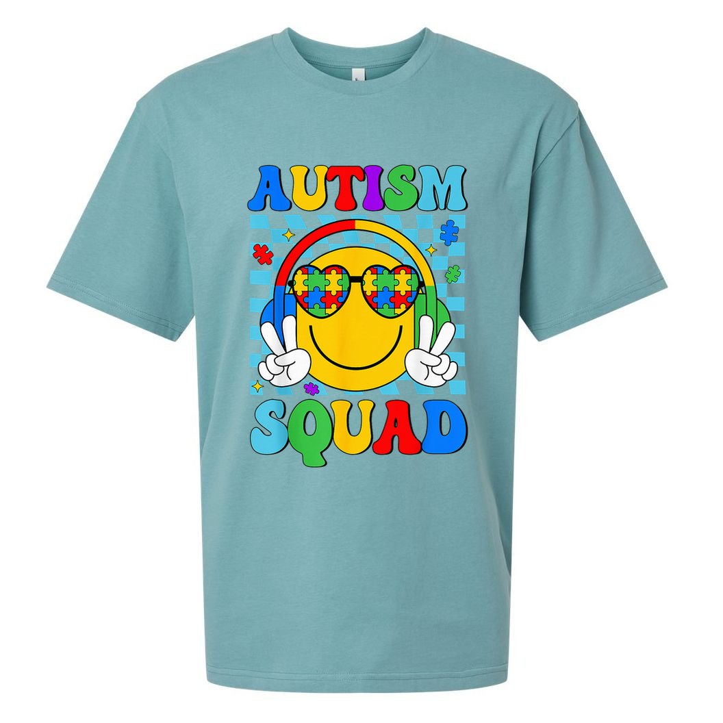 Autism Awareness Autism Squad Support Smile Face Sueded Cloud Jersey T-Shirt