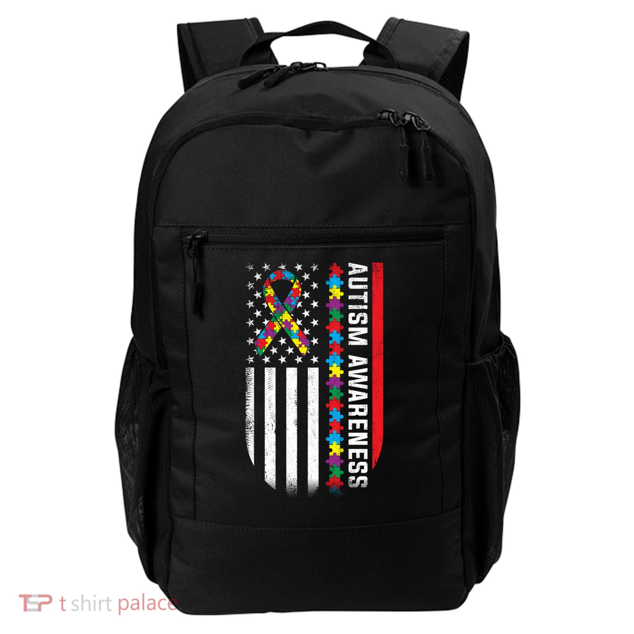 Autism Awareness American Flag Great Gift Daily Commute Backpack