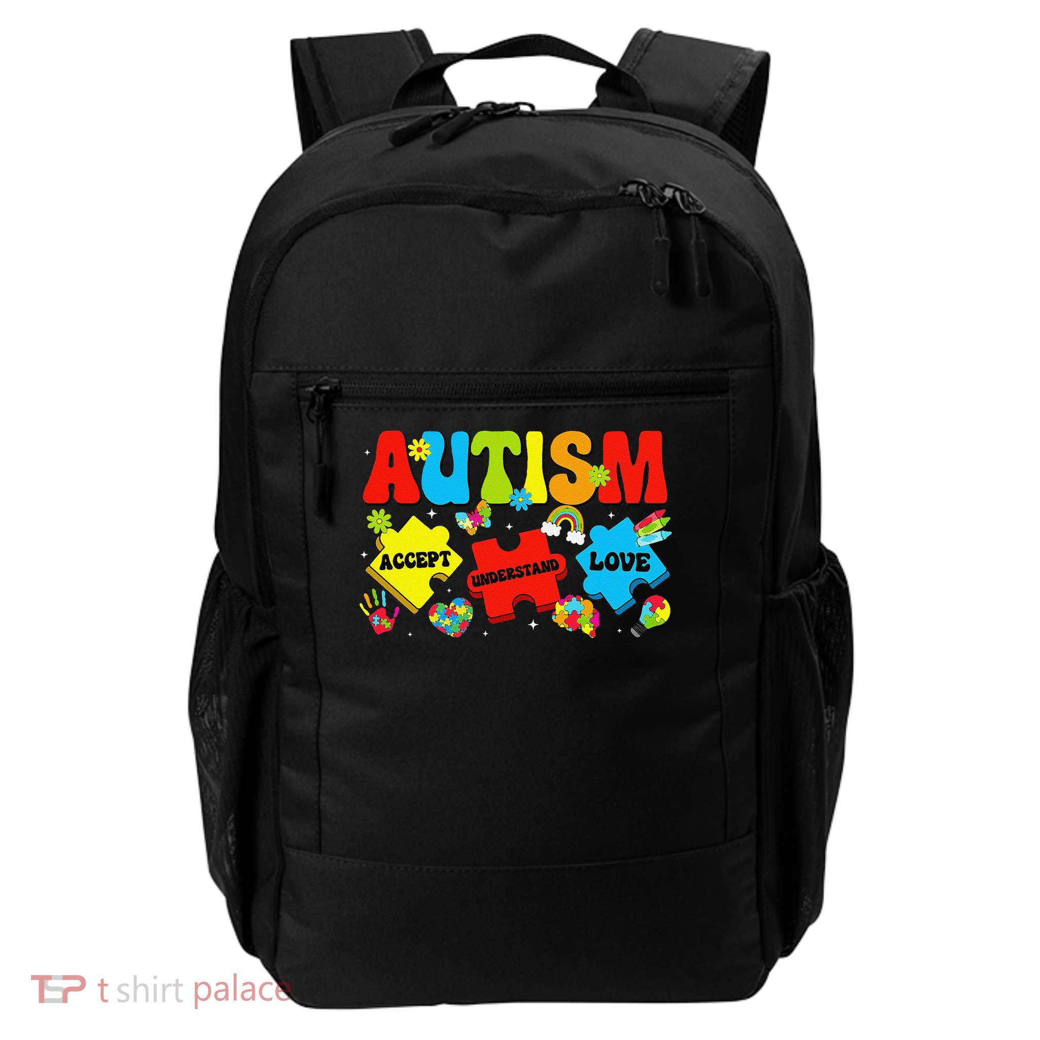 Autism Awareness Accept Understand Love Puzzles Autistic Daily Commute Backpack