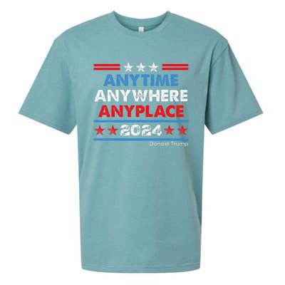 Anytime Anywhere Anyplace Donald Trump 2024 Sueded Cloud Jersey T-Shirt