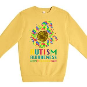 Autism Awareness Accept Understand Love Puzzle Autism Mom Gift Premium Crewneck Sweatshirt