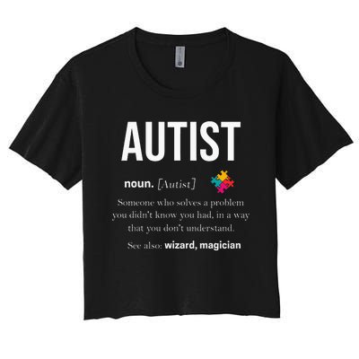 Autism Autistic Asperger Syndrom Aspie Puzzle Autist Support Women's Crop Top Tee