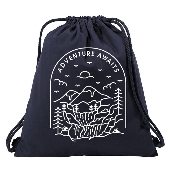 Adventure Awaits Drawstring Bag