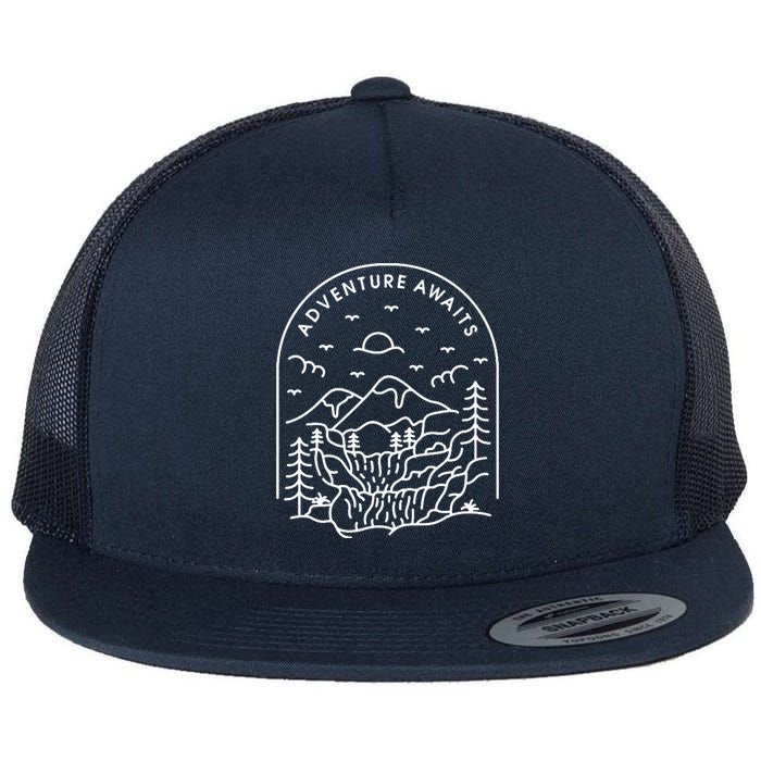 Adventure Awaits Flat Bill Trucker Hat