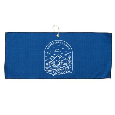 Adventure Awaits Large Microfiber Waffle Golf Towel