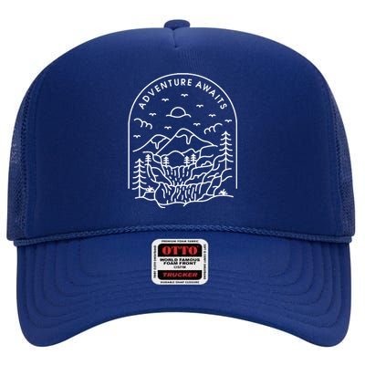 Adventure Awaits High Crown Mesh Back Trucker Hat