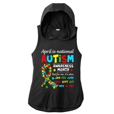 Autism Awareness April is National Autism Awareness Month Ladies PosiCharge Tri-Blend Wicking Draft Hoodie Tank