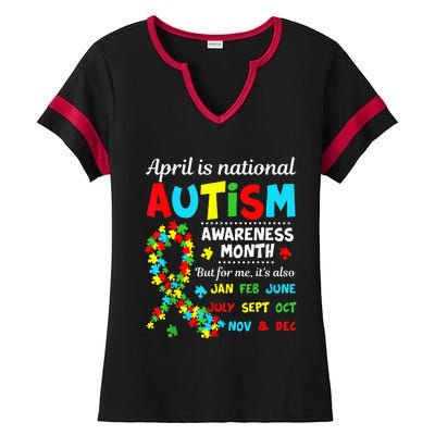 Autism Awareness April is National Autism Awareness Month Ladies Halftime Notch Neck Tee