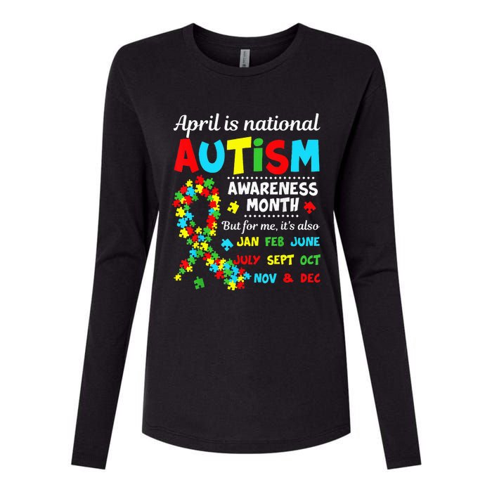 Autism Awareness April is National Autism Awareness Month Womens Cotton Relaxed Long Sleeve T-Shirt