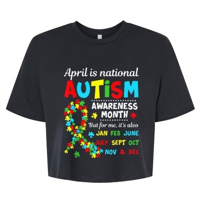 Autism Awareness April is National Autism Awareness Month Bella+Canvas Jersey Crop Tee