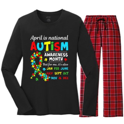 Autism Awareness April is National Autism Awareness Month Women's Long Sleeve Flannel Pajama Set 