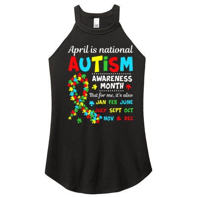 Autism Awareness April is National Autism Awareness Month Women's Perfect Tri Rocker Tank