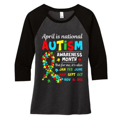 Autism Awareness April is National Autism Awareness Month Women's Tri-Blend 3/4-Sleeve Raglan Shirt