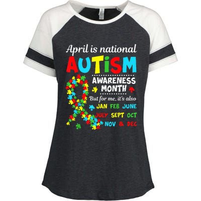 Autism Awareness April is National Autism Awareness Month Enza Ladies Jersey Colorblock Tee