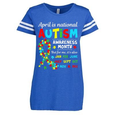 Autism Awareness April is National Autism Awareness Month Enza Ladies Jersey Football T-Shirt