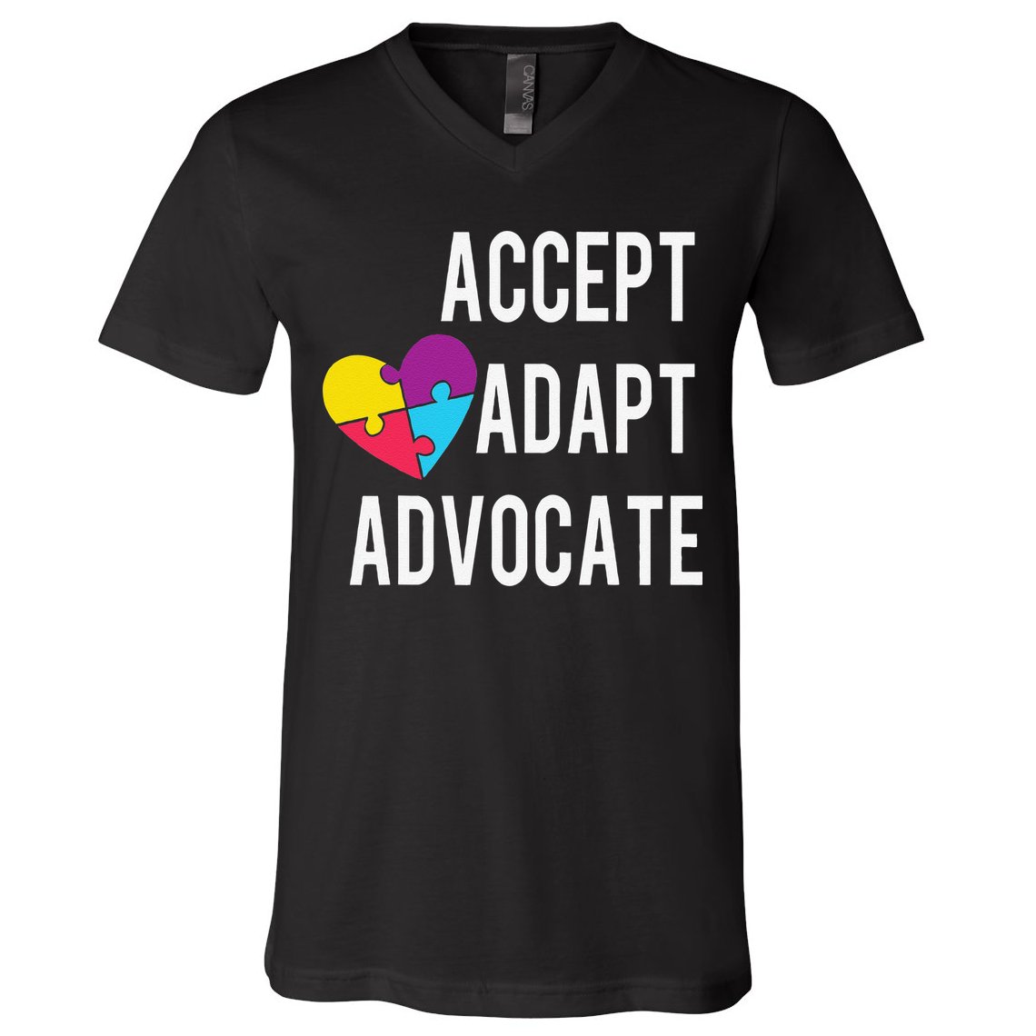 Autism Awareness Accept Adapt Advocate Autism Gift V-Neck T-Shirt