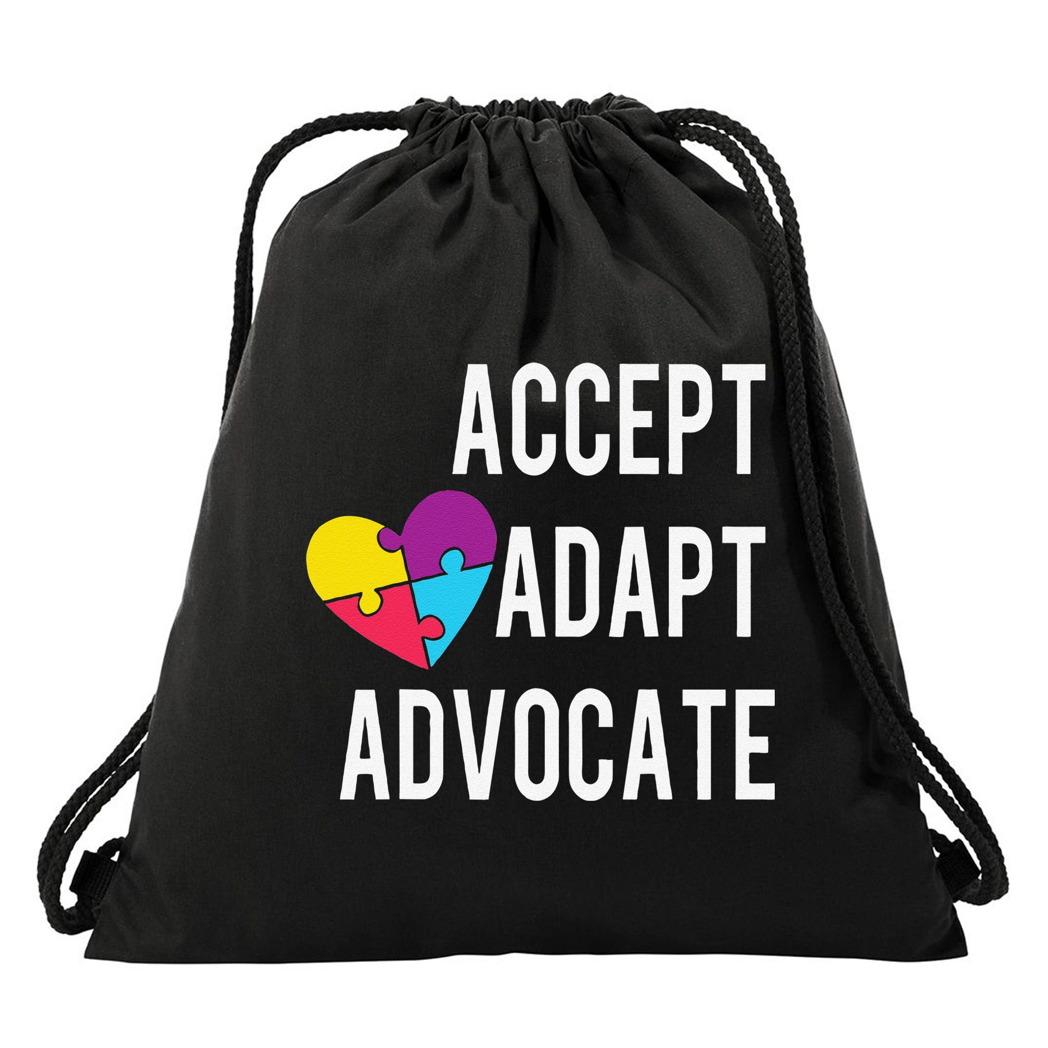 Autism Awareness Accept Adapt Advocate Autism Gift Drawstring Bag