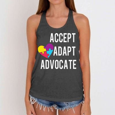 Autism Awareness Accept Adapt Advocate Autism Gift Women's Knotted Racerback Tank