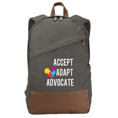 Autism Awareness Accept Adapt Advocate Autism Gift Cotton Canvas Backpack