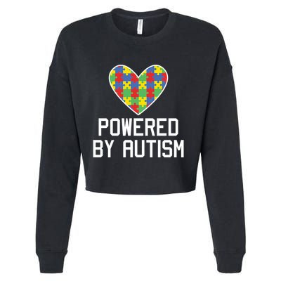 Autism Awareness Autistic Dad Mom Powered By Autism Gift Cropped Pullover Crew