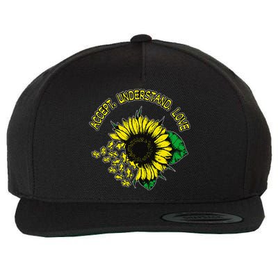 Autism Awareness Accept Understand Love Wool Snapback Cap